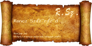 Rencz Szórád névjegykártya